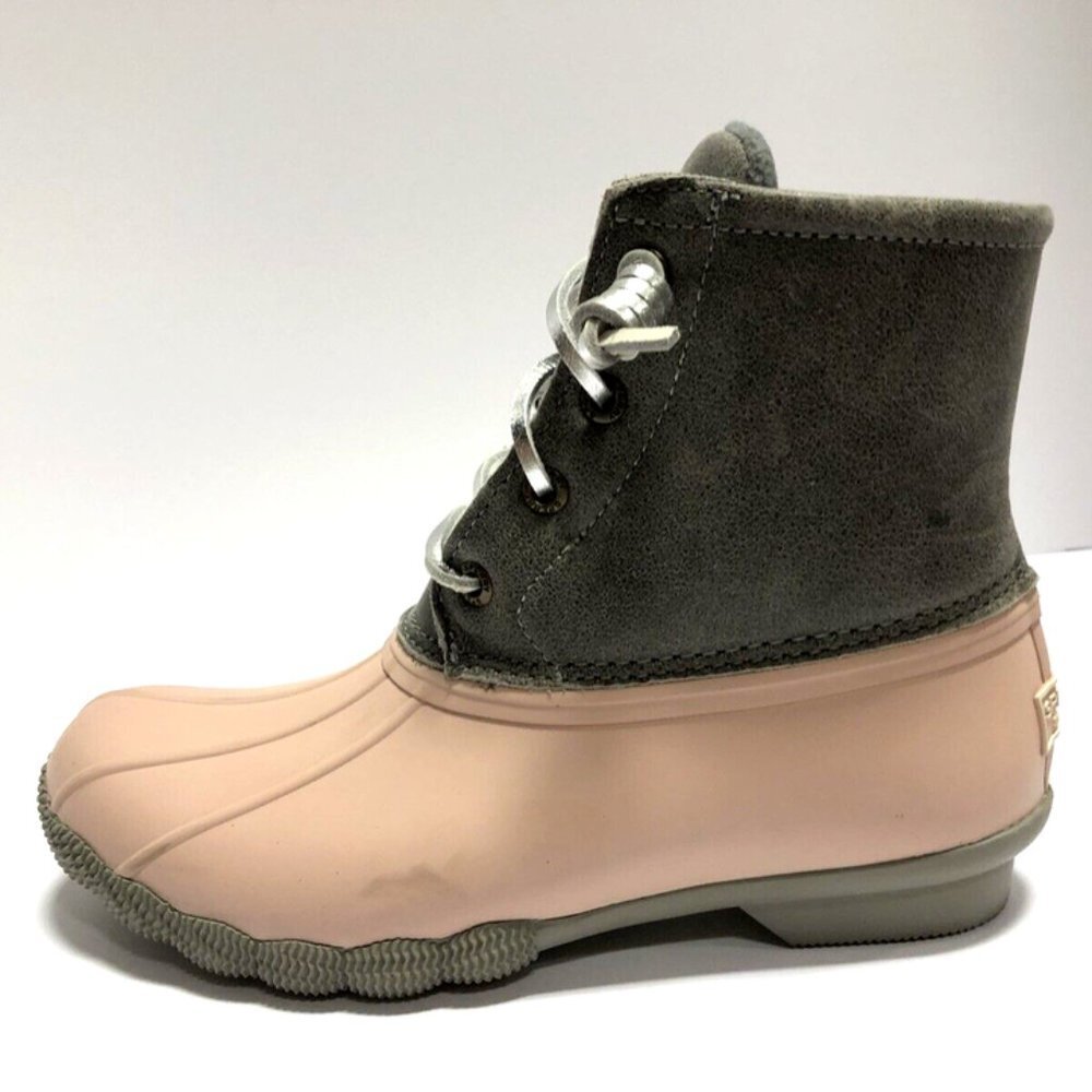 Sperry Womens Saltwater Duck Boot Grey/Rose Size 6 M